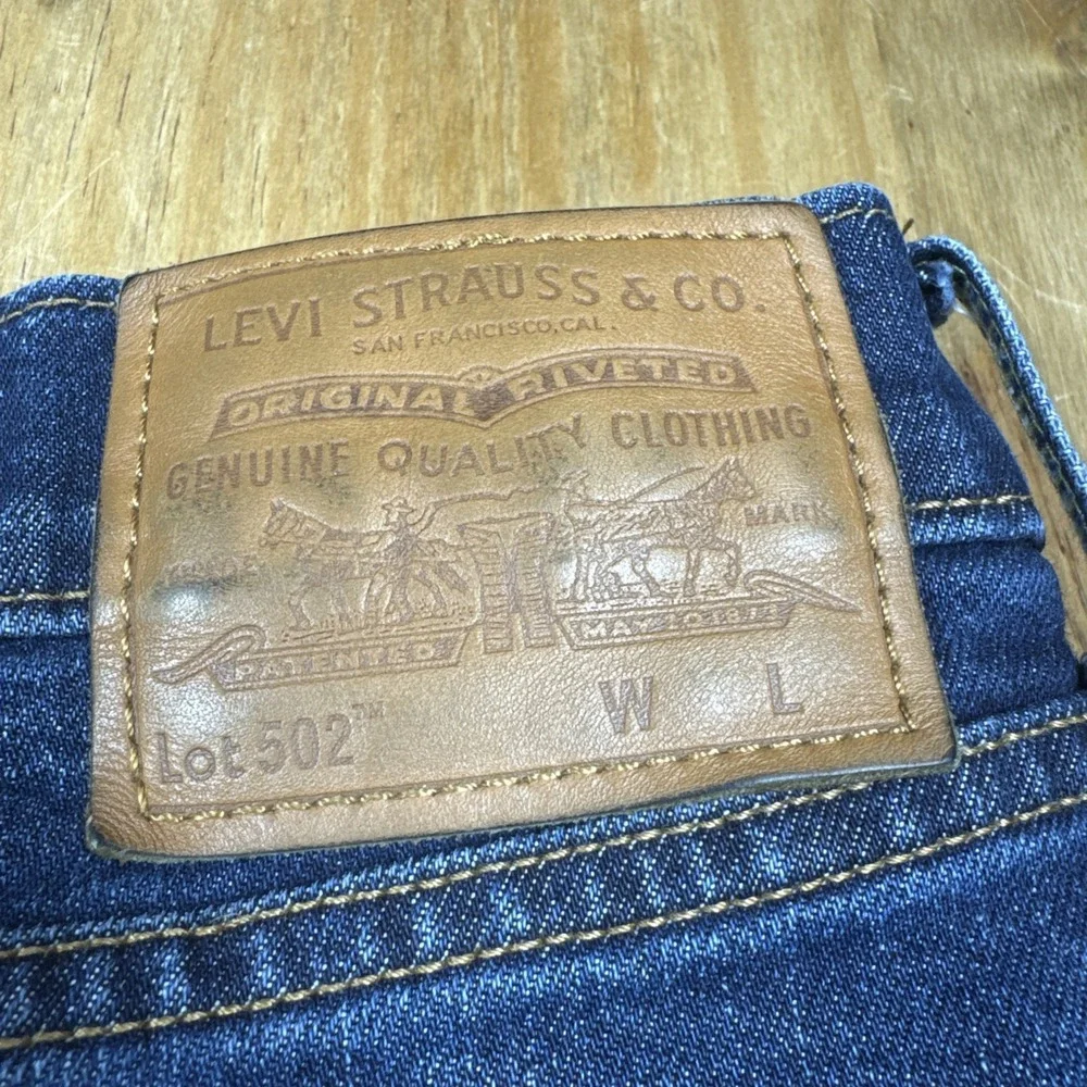 Levi's 502 Regular Fit Tapered Leg Denim Blue Jeans Mens 44x36  34